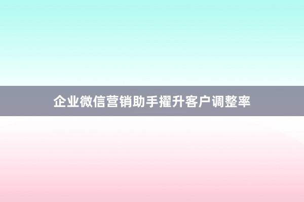 企业微信营销助手擢升客户调整率